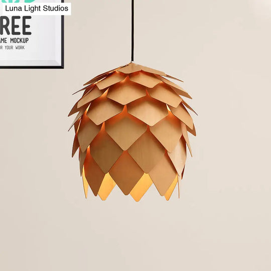 Pinecone Pendant Lighting Lodge Style Wood Adjustable Ceiling Light In Beige - 10/12 Width 1 Perfect