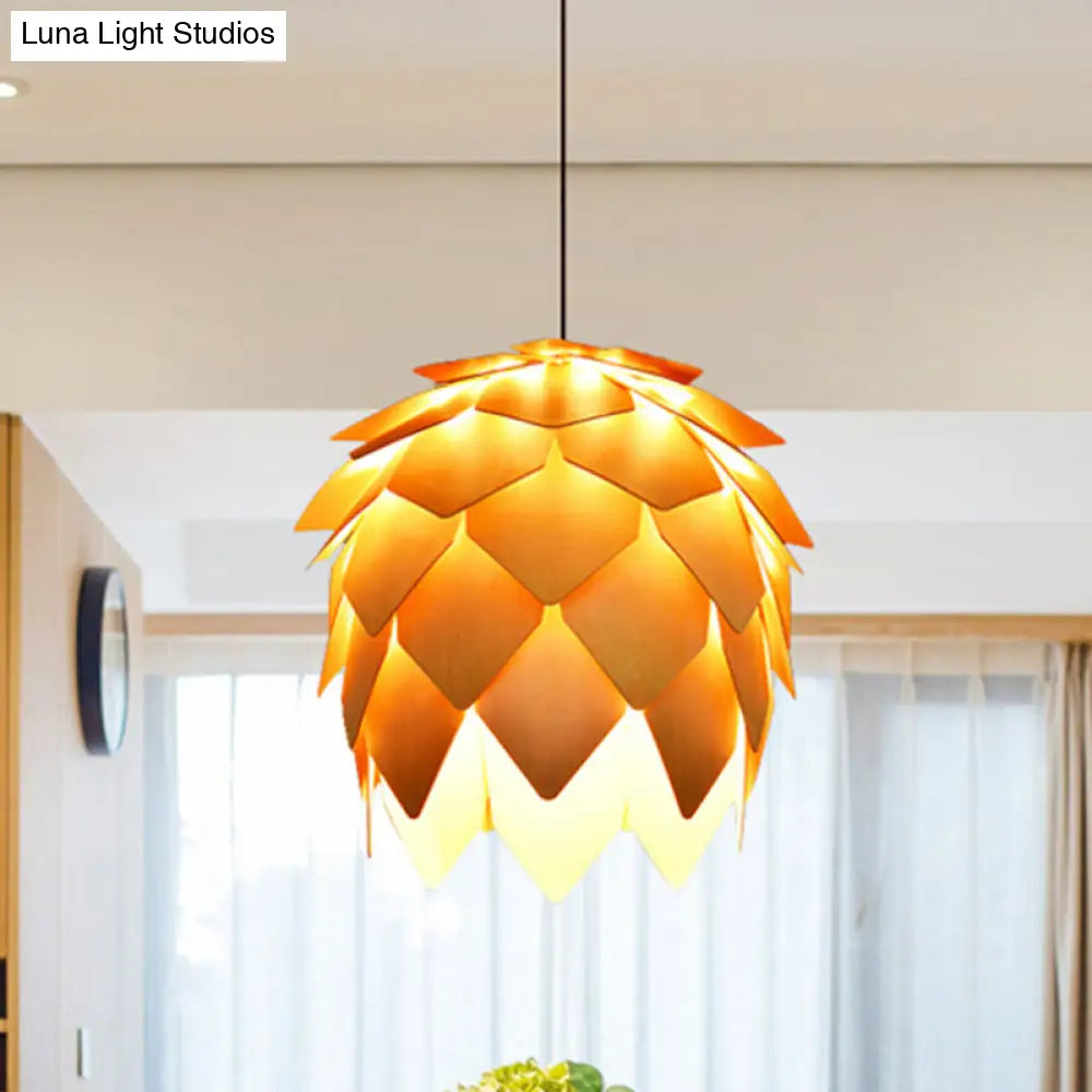 Pinecone Pendant Lighting Lodge Style Wood Adjustable Ceiling Light In Beige - 10/12 Width 1 Perfect