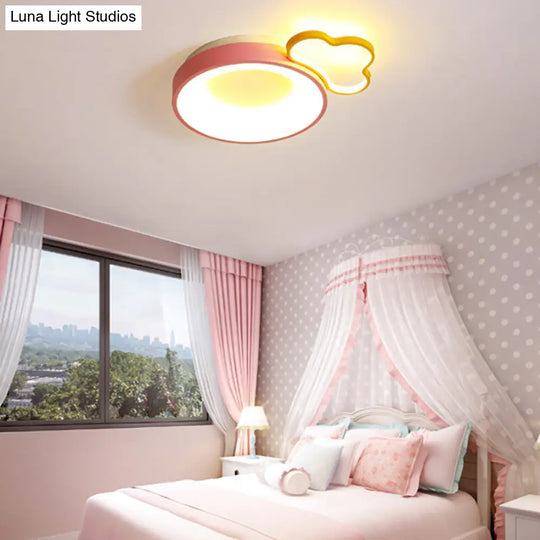 Pink Acrylic Led Cartoon Ceiling Light For Girls Bedroom / Cloud