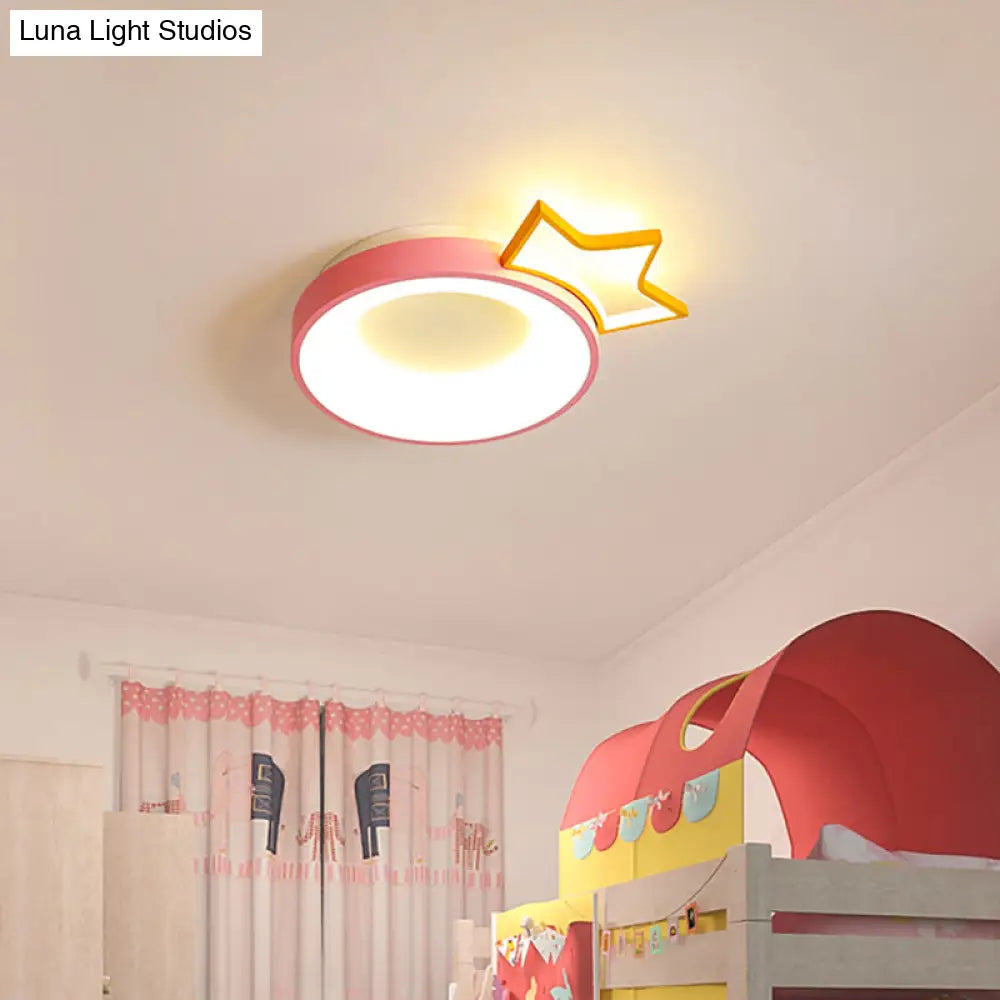 Pink Acrylic Led Cartoon Ceiling Light For Girls Bedroom