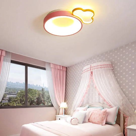 Pink Acrylic Led Cartoon Ceiling Light For Girls Bedroom / Cloud