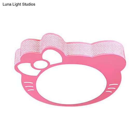 Pink Cartoon Acrylic Metal Led Ceiling Light For Girls Room / White