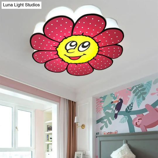 Pink Cartoon Metal Ceiling Light For Flower-Themed Dining Rooms / White