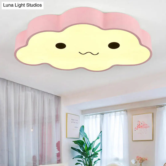 Pink Cloud Ceiling Light For Kids Room Or Study - Metal Fixture / White