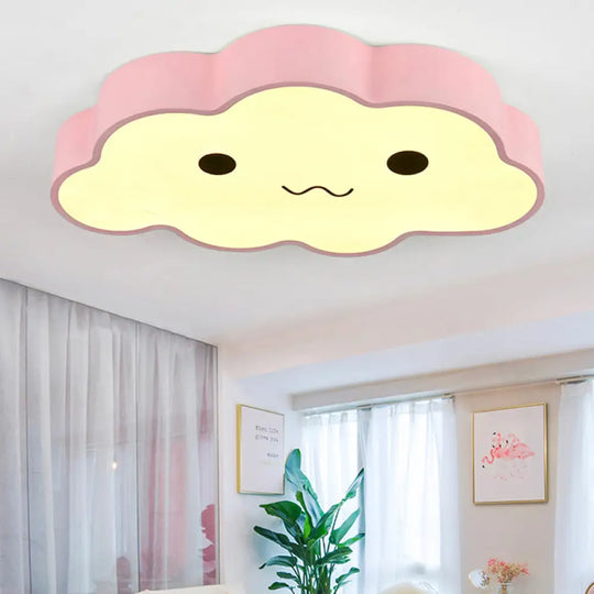 Pink Cloud Ceiling Light For Kids’ Room Or Study - Metal Fixture / White