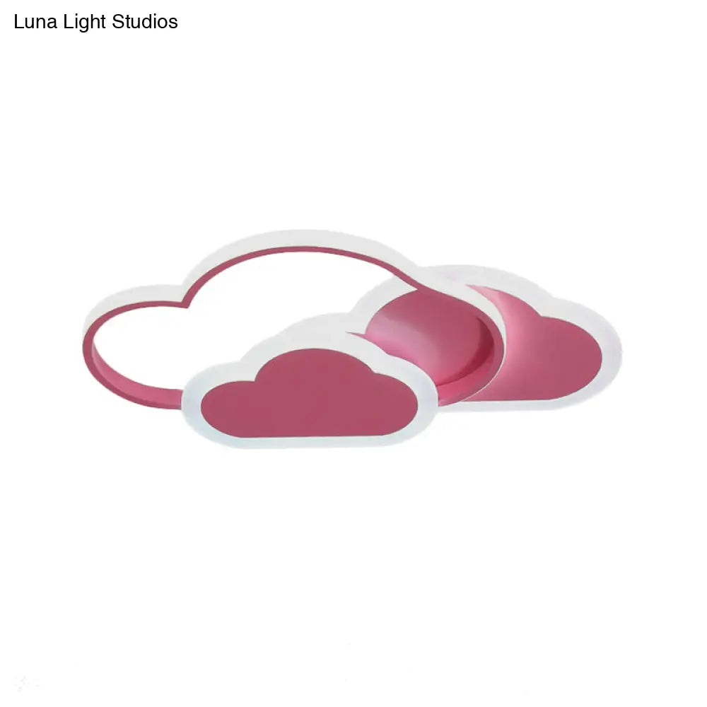 Pink Cloud Led Flush Light For Girls’ Bedroom Ceiling - Cute Acrylic Cartoon Design