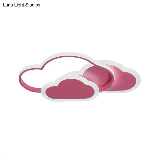 Pink Cloud Led Flush Light For Girls’ Bedroom Ceiling - Cute Acrylic Cartoon Design