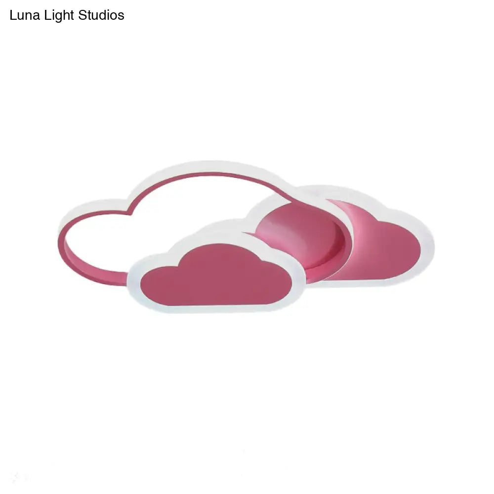 Pink Cloud Led Flush Light For Girls Bedroom Ceiling - Cute Acrylic Cartoon Design