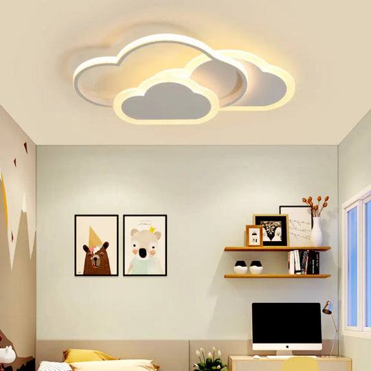 Pink Cloud Led Flush Light For Girls’ Bedroom Ceiling - Cute Acrylic Cartoon Design White /