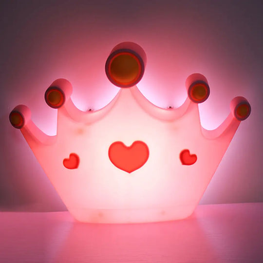 Pink Crown Wall Sconce Light: Cartoon Led Plastic Mount Lamp In Delicate Finish