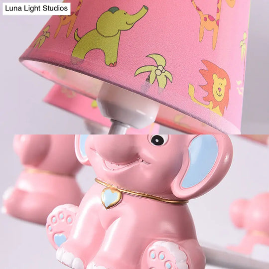 Pink Elephant Ceiling Lamp: Kids Hanging Pendant Light Fixture For Bedroom - 3/5/6/8 Lights Metal