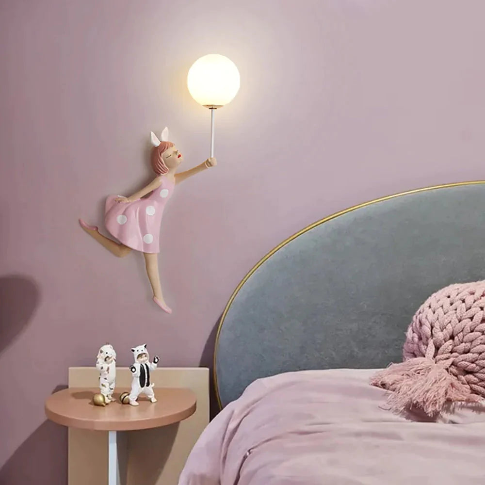 Pink Girl Wall Lamp for Princess Room Girls Room