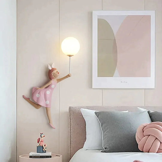 Pink Girl Wall Lamp For Princess Room Girls