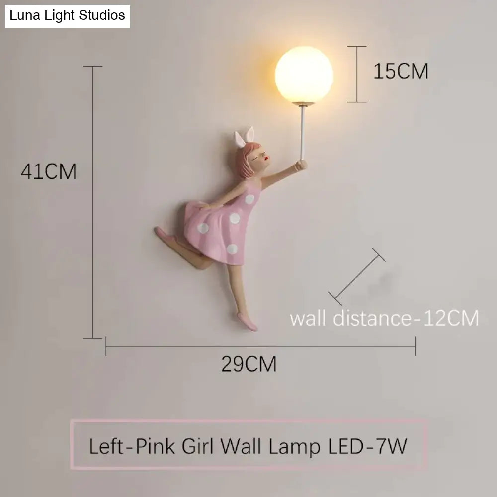 Pink Girl Wall Lamp For Princess Room Girls Left / White Lamp