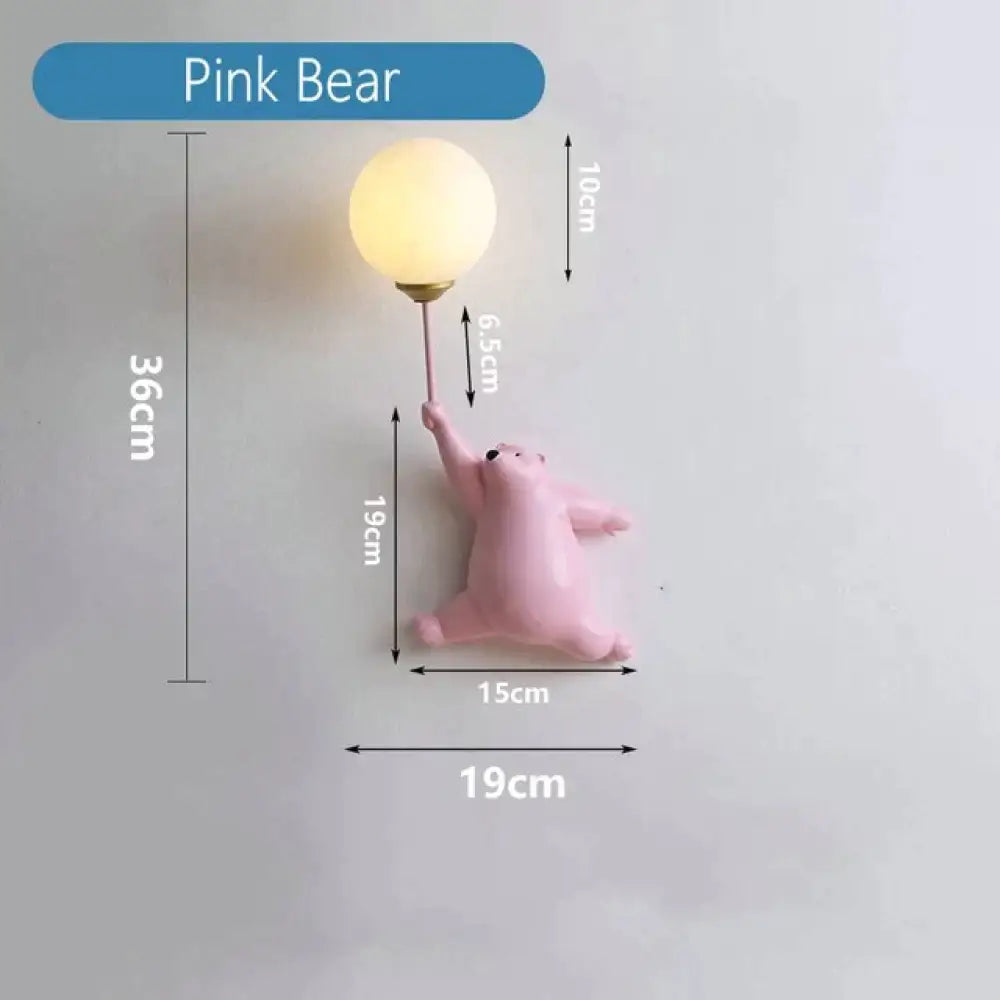 Pink Girl Wall Lamp for Princess Room Girls Room Pink Bear / White lamp Wall Lamp