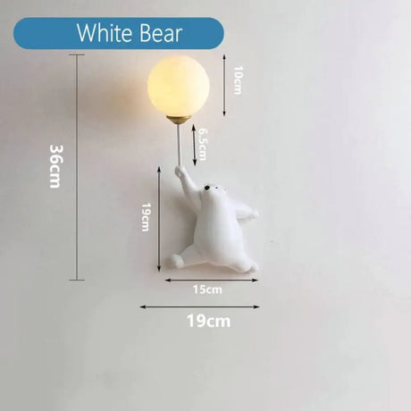 Pink Girl Wall Lamp for Princess Room Girls Room White Bear / White lamp Wall Lamp