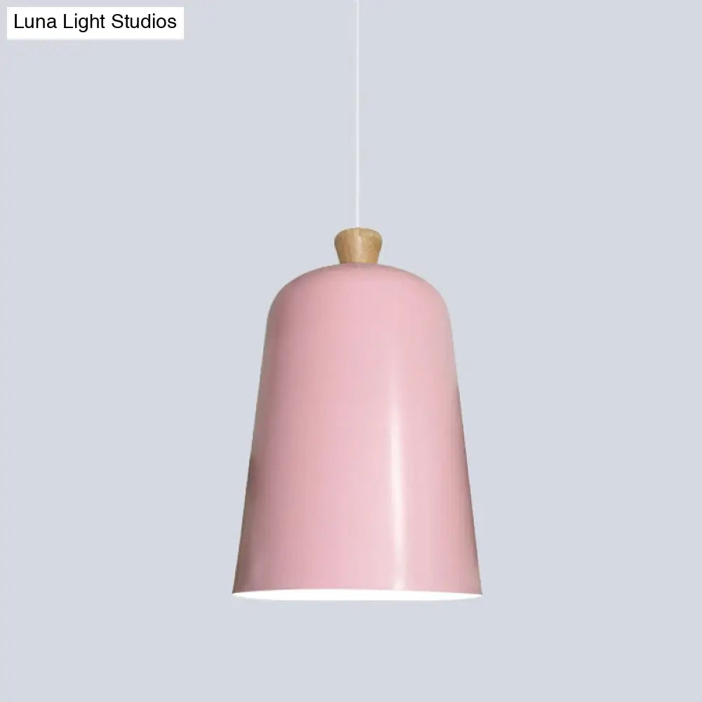 Pink/Grey/Black Bell Pendant Lamp - Modern Style 1-Bulb Aluminum Ceiling Light For Dining Room