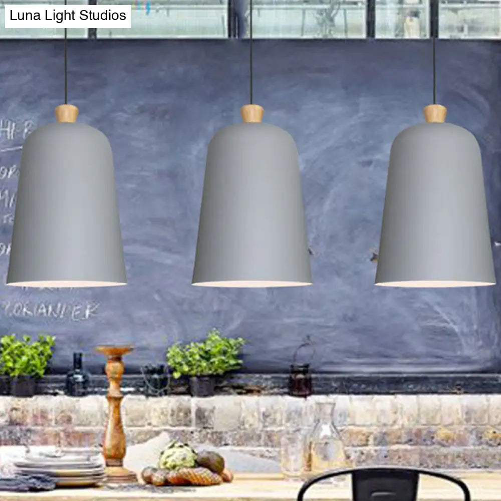 Pink/Grey/Black Bell Pendant Lamp - Modern Style 1-Bulb Aluminum Ceiling Light For Dining Room