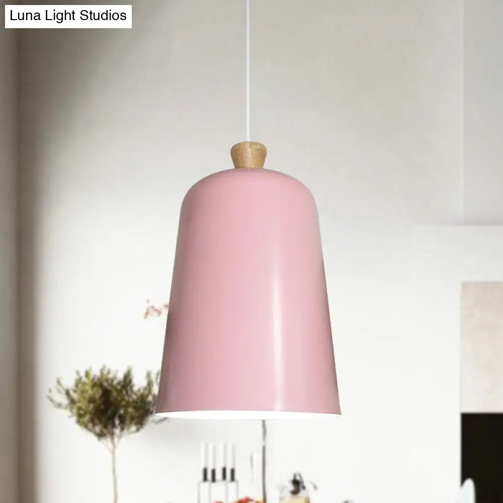 Modern Bell Pendant Lamp With Pink/Grey/Black Design For Dining Room Ceiling Lighting Pink