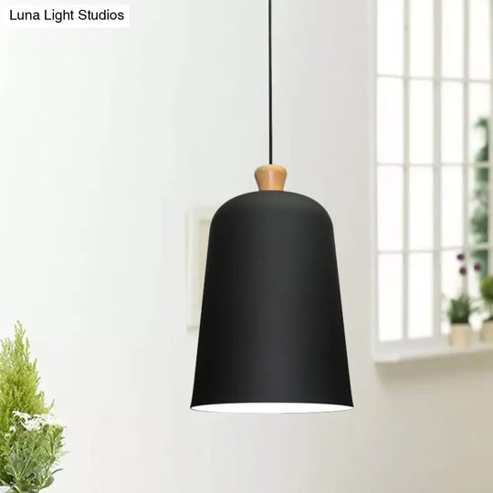 Modern Bell Pendant Lamp With Pink/Grey/Black Design For Dining Room Ceiling Lighting Black