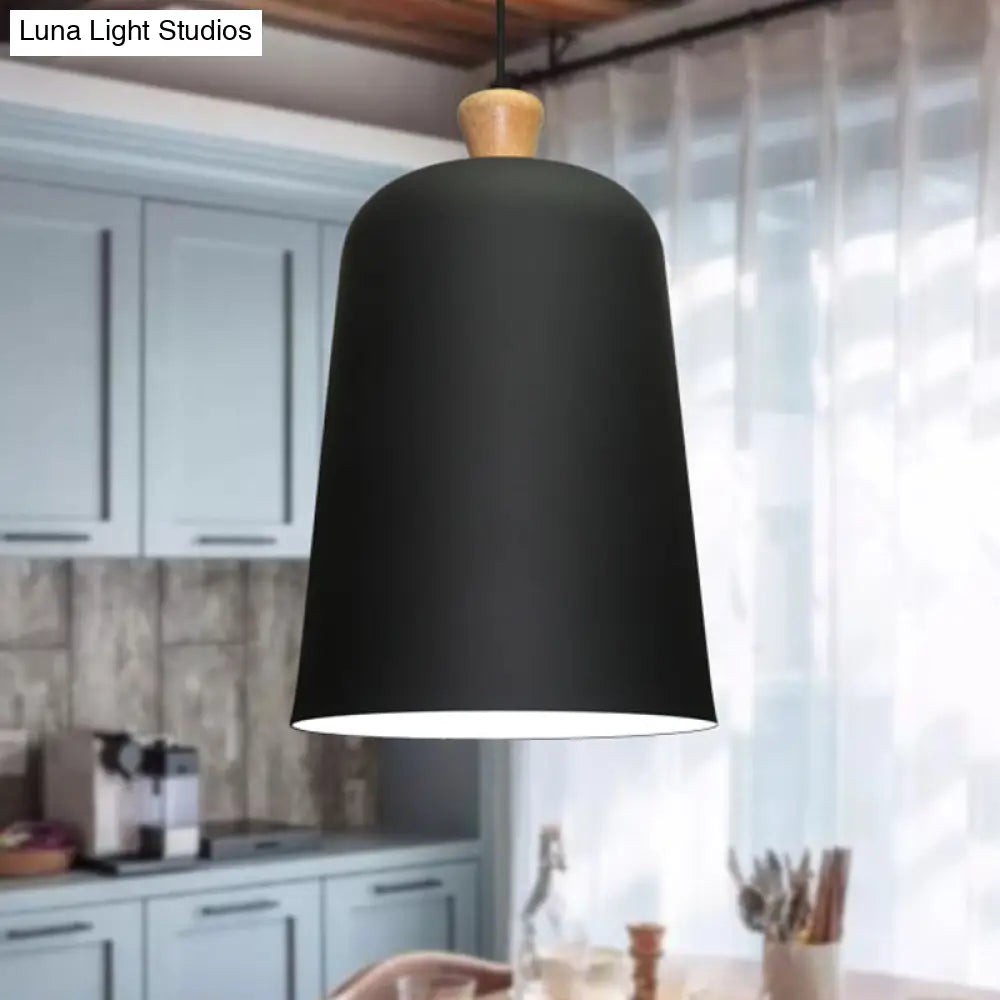 Pink/Grey/Black Bell Pendant Lamp - Modern Style 1-Bulb Aluminum Ceiling Light For Dining Room