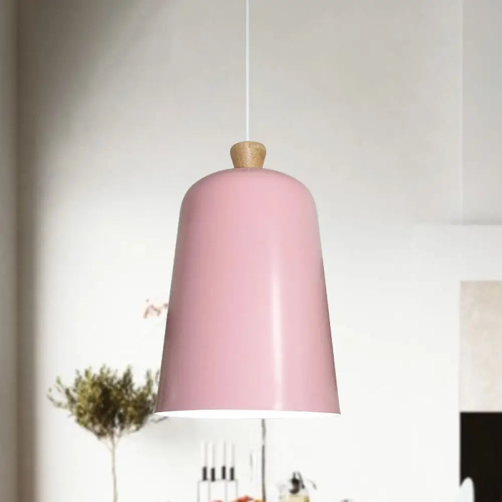 Pink/Grey/Black Bell Pendant Lamp - Modern Style 1-Bulb Aluminum Ceiling Light For Dining Room Pink