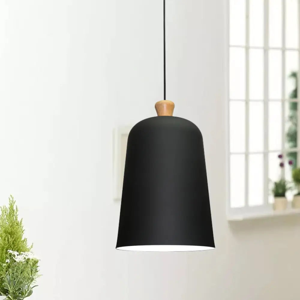 Pink/Grey/Black Bell Pendant Lamp - Modern Style 1-Bulb Aluminum Ceiling Light For Dining Room Black