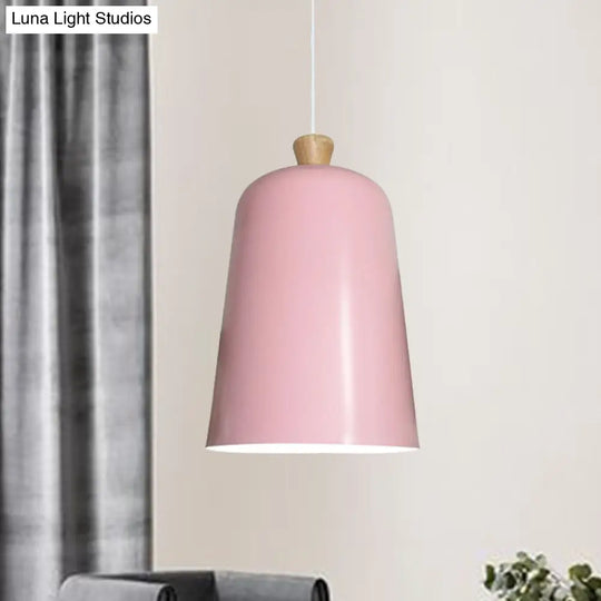 Pink/Grey/Black Bell Pendant Lamp - Modern Style 1-Bulb Aluminum Ceiling Light For Dining Room