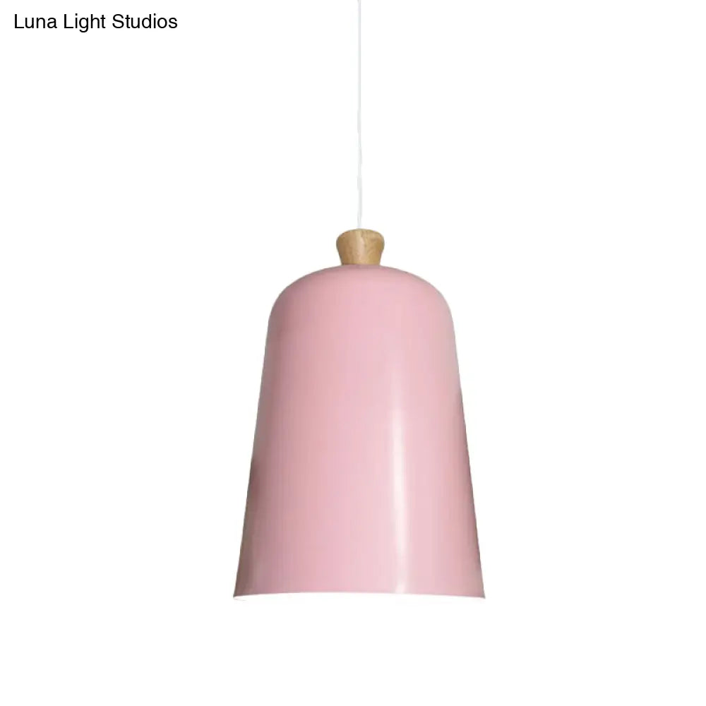 Pink/Grey/Black Bell Pendant Lamp - Modern Style 1-Bulb Aluminum Ceiling Light For Dining Room