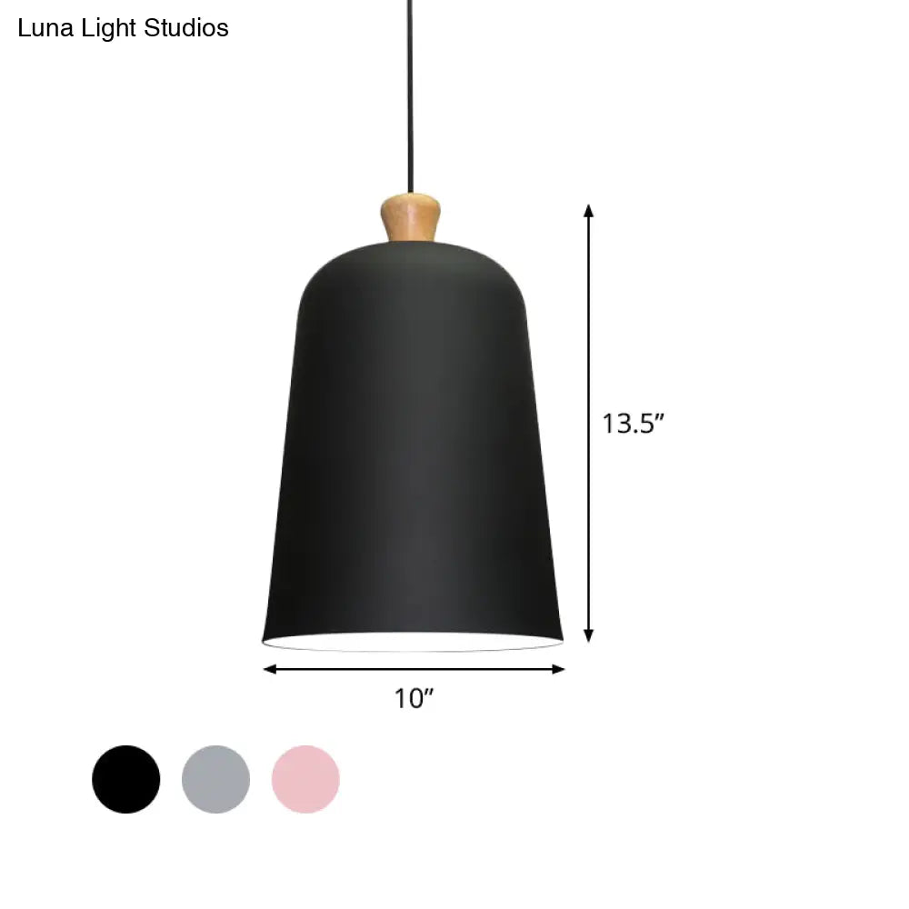 Pink/Grey/Black Bell Pendant Lamp - Modern Style 1-Bulb Aluminum Ceiling Light For Dining Room