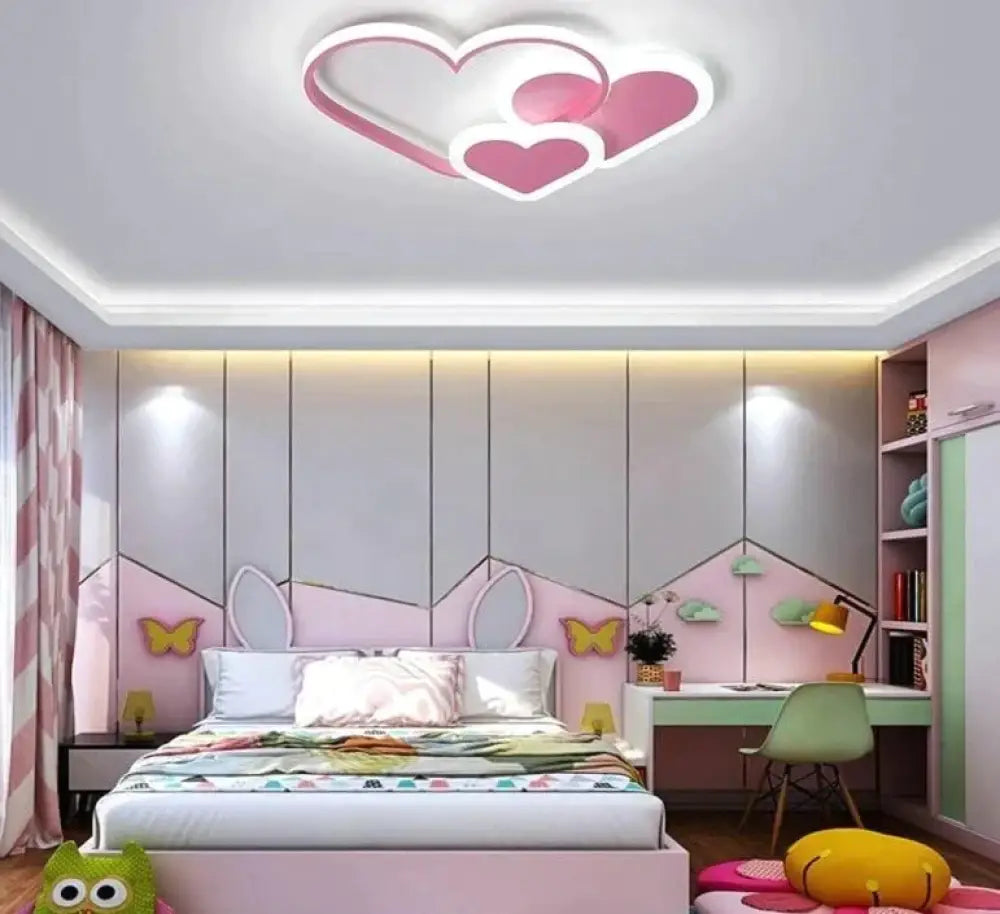 Pink Led Chandelier Light For Girl Bedroom Plafond Acrylic Lighting Lamp Modern New Fixture