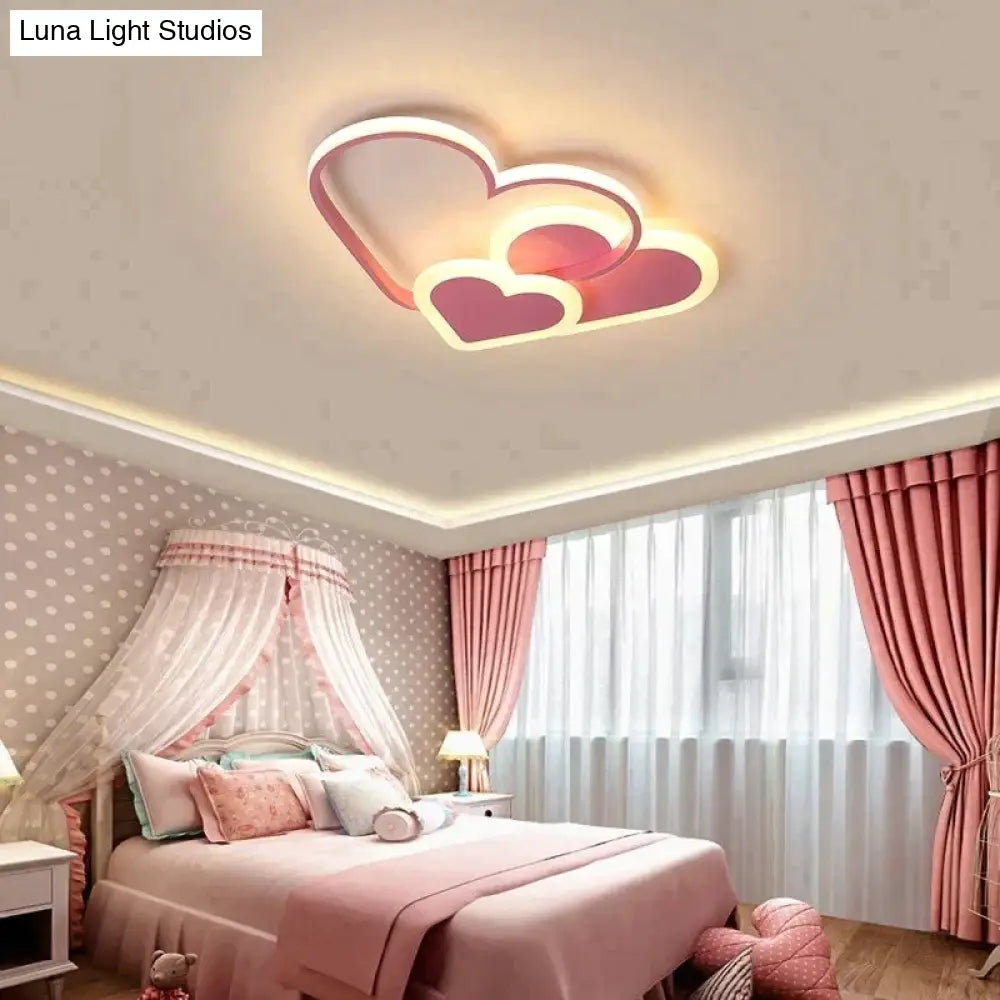 Pink Led Chandelier Light For Girl Bedroom Plafond Acrylic Lighting Lamp Modern New Fixture