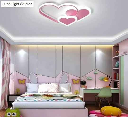 Pink Led Chandelier Light For Girl Bedroom Plafond Acrylic Lighting Lamp Modern New Fixture