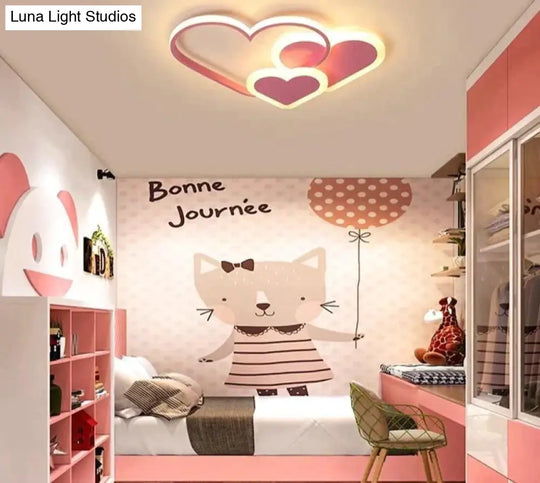 Pink Led Chandelier Light For Girl Bedroom Plafond Acrylic Lighting Lamp Modern New Fixture