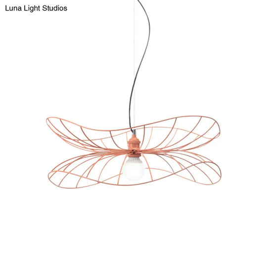 Pink Lotus Leaf Pendant Light For Dining And Hotel: Modern Iron Lamp