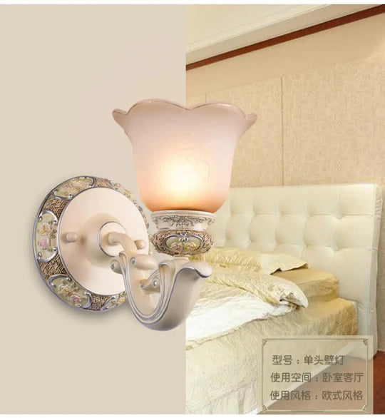 Pink Opaline Glass Wall Mounted Flower Light For Drawing Room