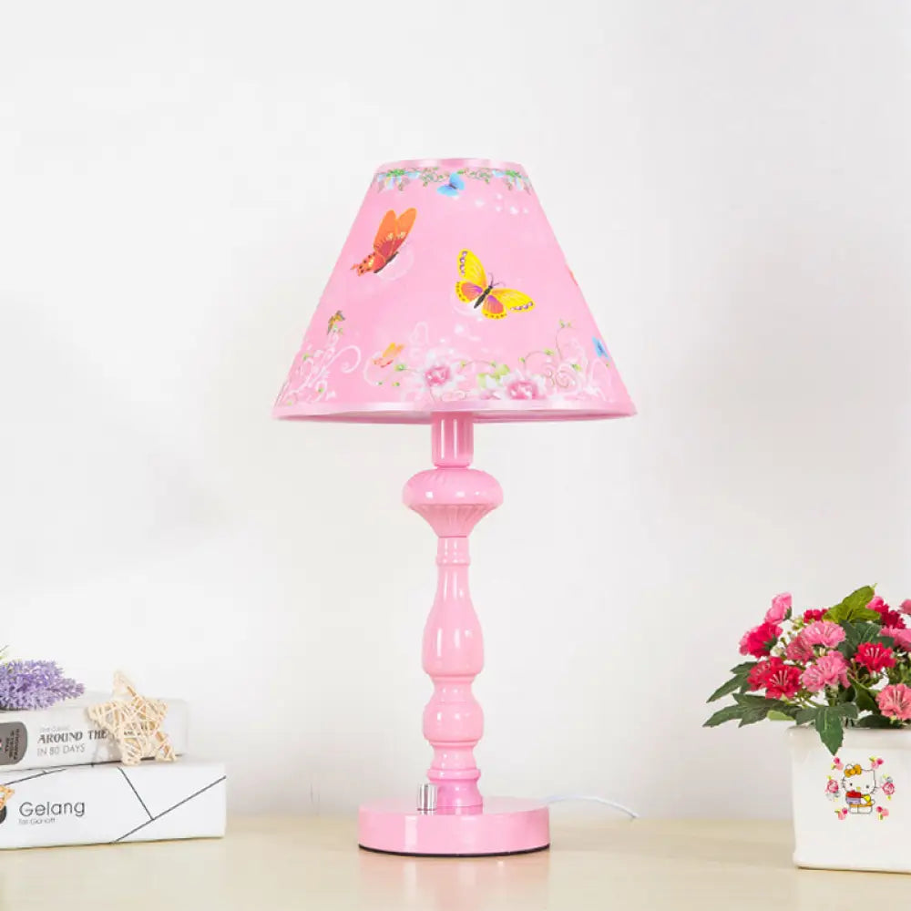 Pink Tapered Shade Desk Light - Modern Stylish Study For Girls Bedroom / Butterfly