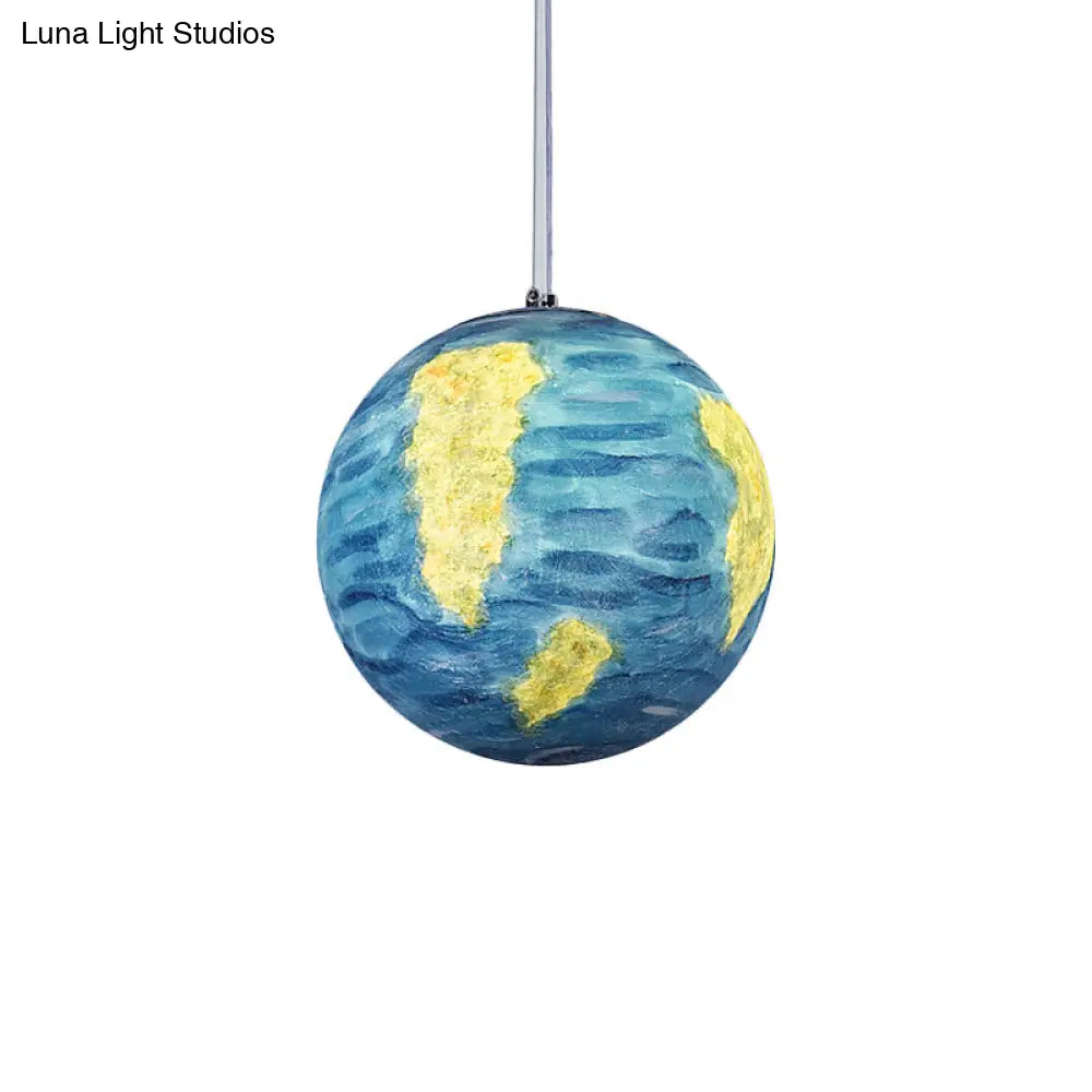 Planet Resin Dining Pendant Lamp - Creative Yellow/Orange/Blue Lighting Fixture