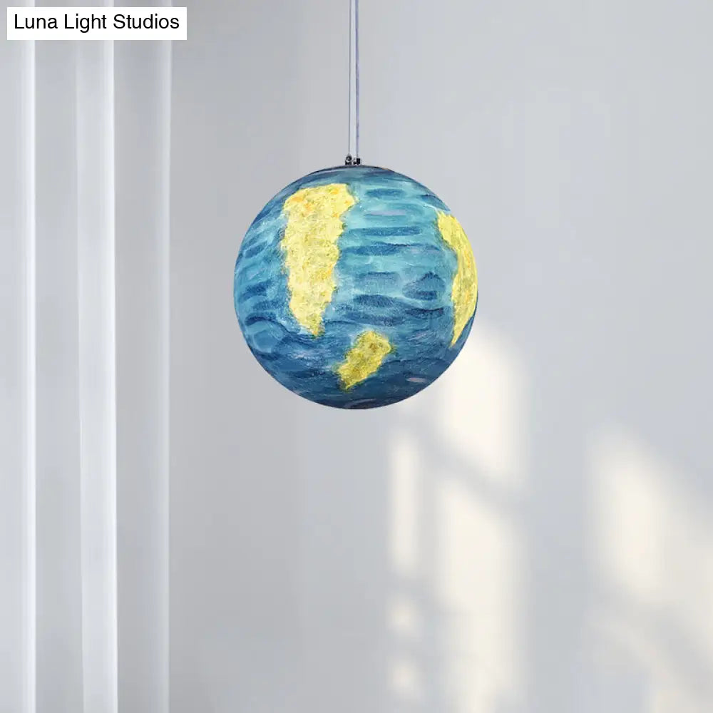 Planet Resin Dining Pendant Lamp - Creative Yellow/Orange/Blue Lighting Fixture