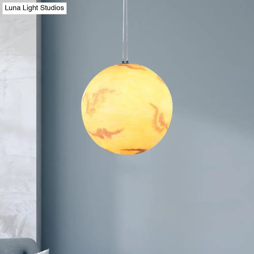 Planet Resin Dining Pendant Lamp - Creative Yellow/Orange/Blue Lighting Fixture