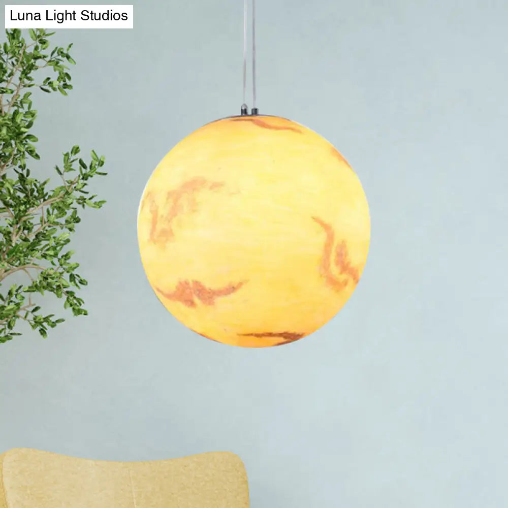 Planet Resin Dining Pendant Lamp - Creative Yellow/Orange/Blue Lighting Fixture