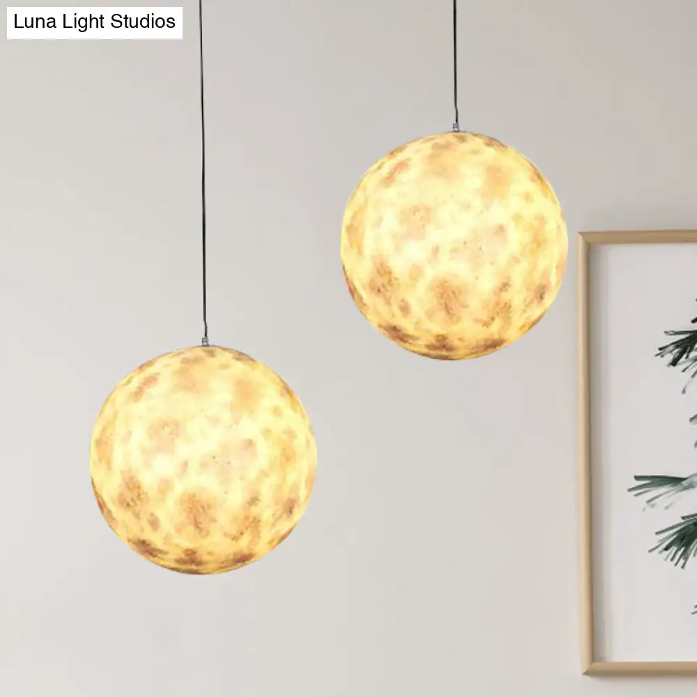 Planet Resin Dining Pendant Lamp - Creative Yellow/Orange/Blue Lighting Fixture