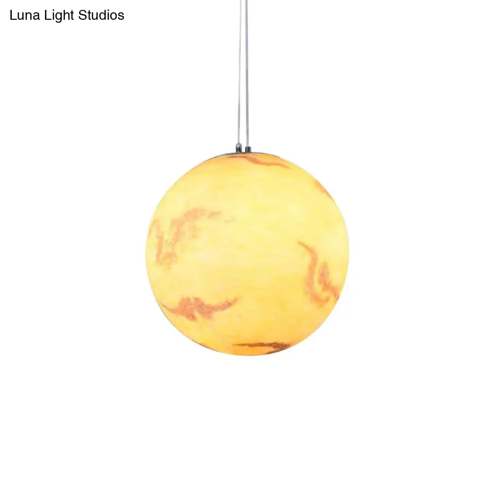 Planet Resin Dining Pendant Lamp - Creative Yellow/Orange/Blue Lighting Fixture