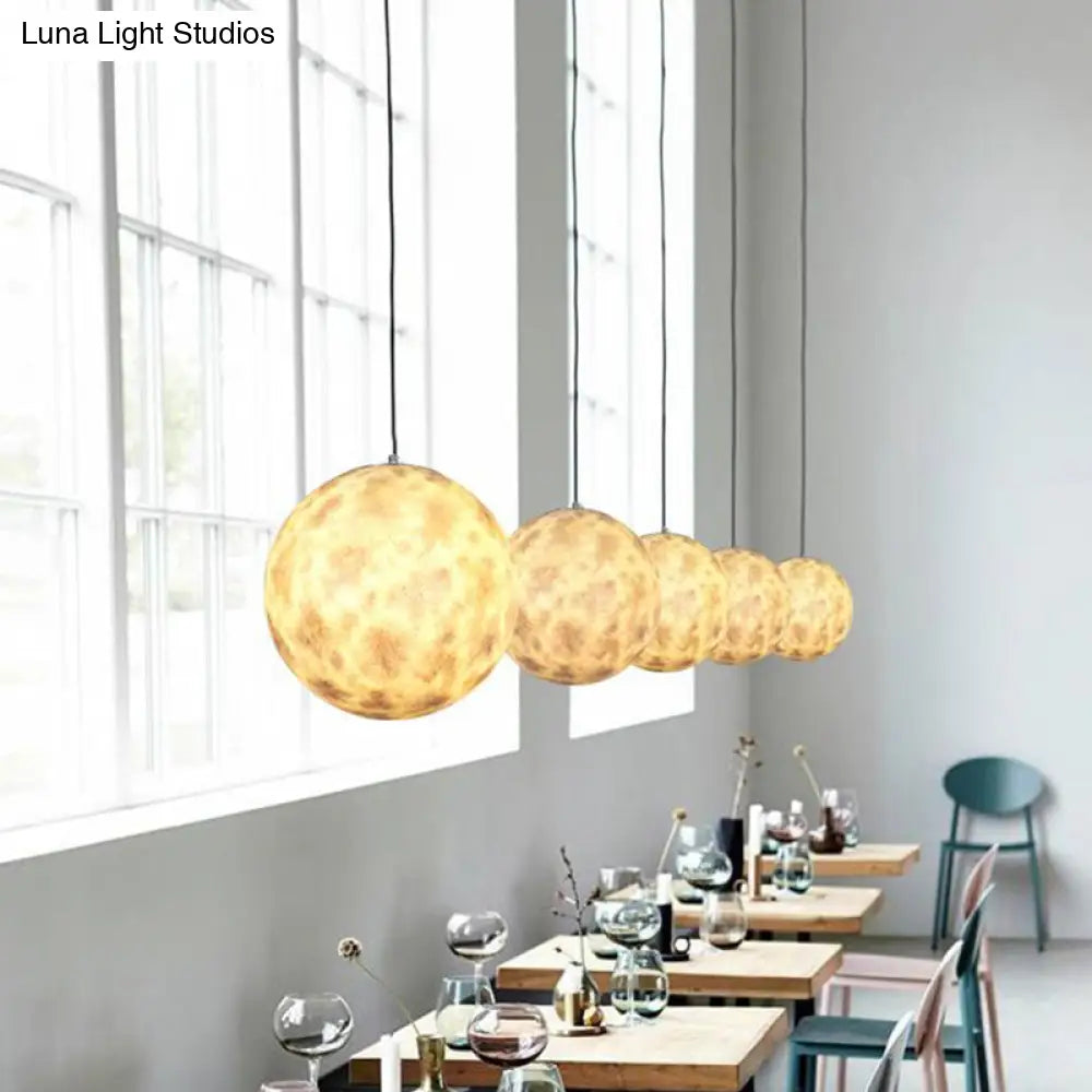 Planet Resin Dining Pendant Lamp - Creative Yellow/Orange/Blue Lighting Fixture