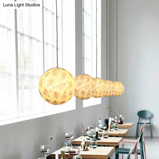 Planet Resin Dining Pendant Lamp - Creative Yellow/Orange/Blue Lighting Fixture