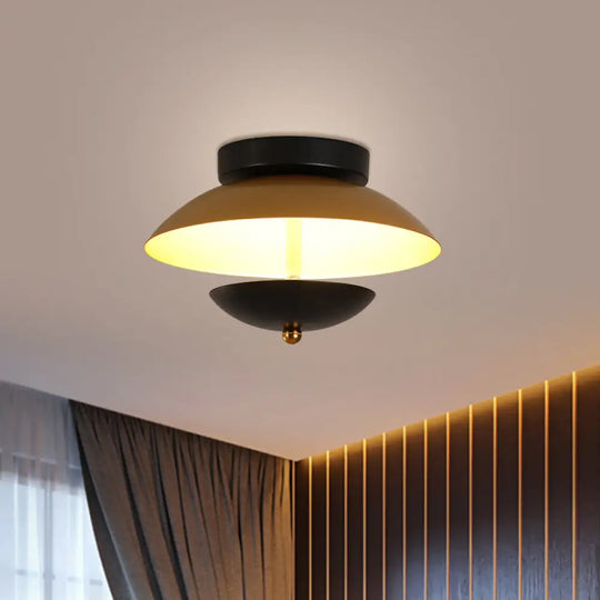 Plate-Shape Led Ceiling Light Fixture - Modern Metallic Flush Lamp For Hallways And Aisles In