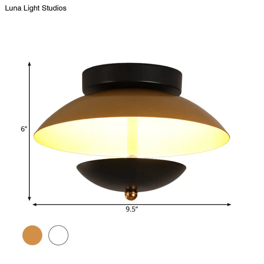 Plate - Shape Led Ceiling Light Fixture - Modern Metallic Flush Lamp For Hallways And Aisles In