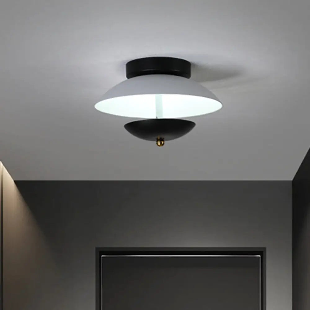 Plate - Shape Led Ceiling Light Fixture - Modern Metallic Flush Lamp For Hallways And Aisles In