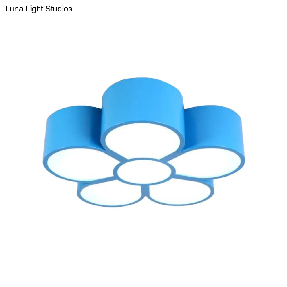 Plum Blossom Led Flushmount Lighting For Kids’ Kindergarten Ceiling - Red/Yellow/Blue