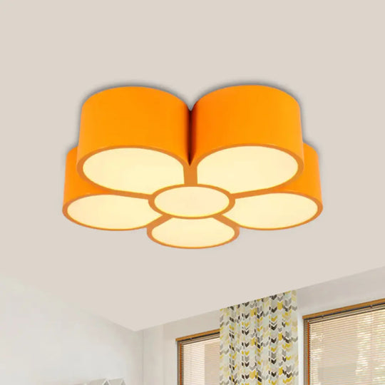 Plum Blossom Led Flushmount Lighting For Kids’ Kindergarten Ceiling - Red/Yellow/Blue Yellow